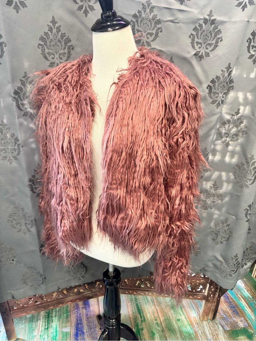 Free People Rose Blush Shag Faux Fur Jacket